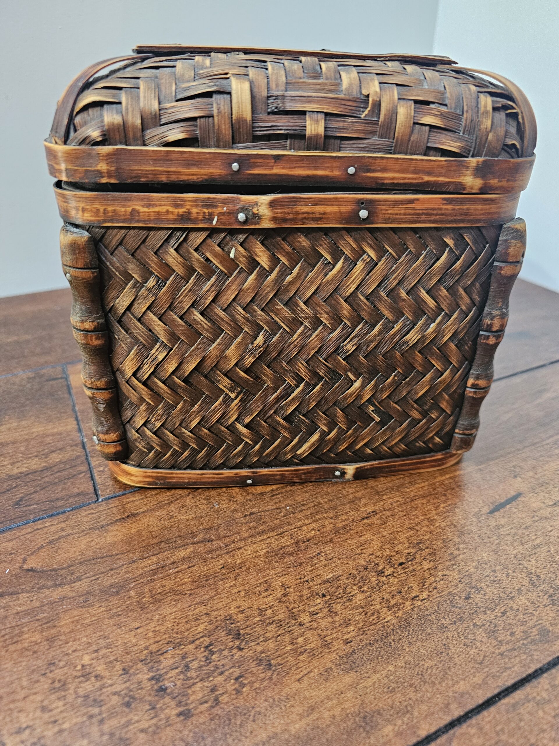 Vintage Woven Wood Storage Chest with Latch - product image 3
