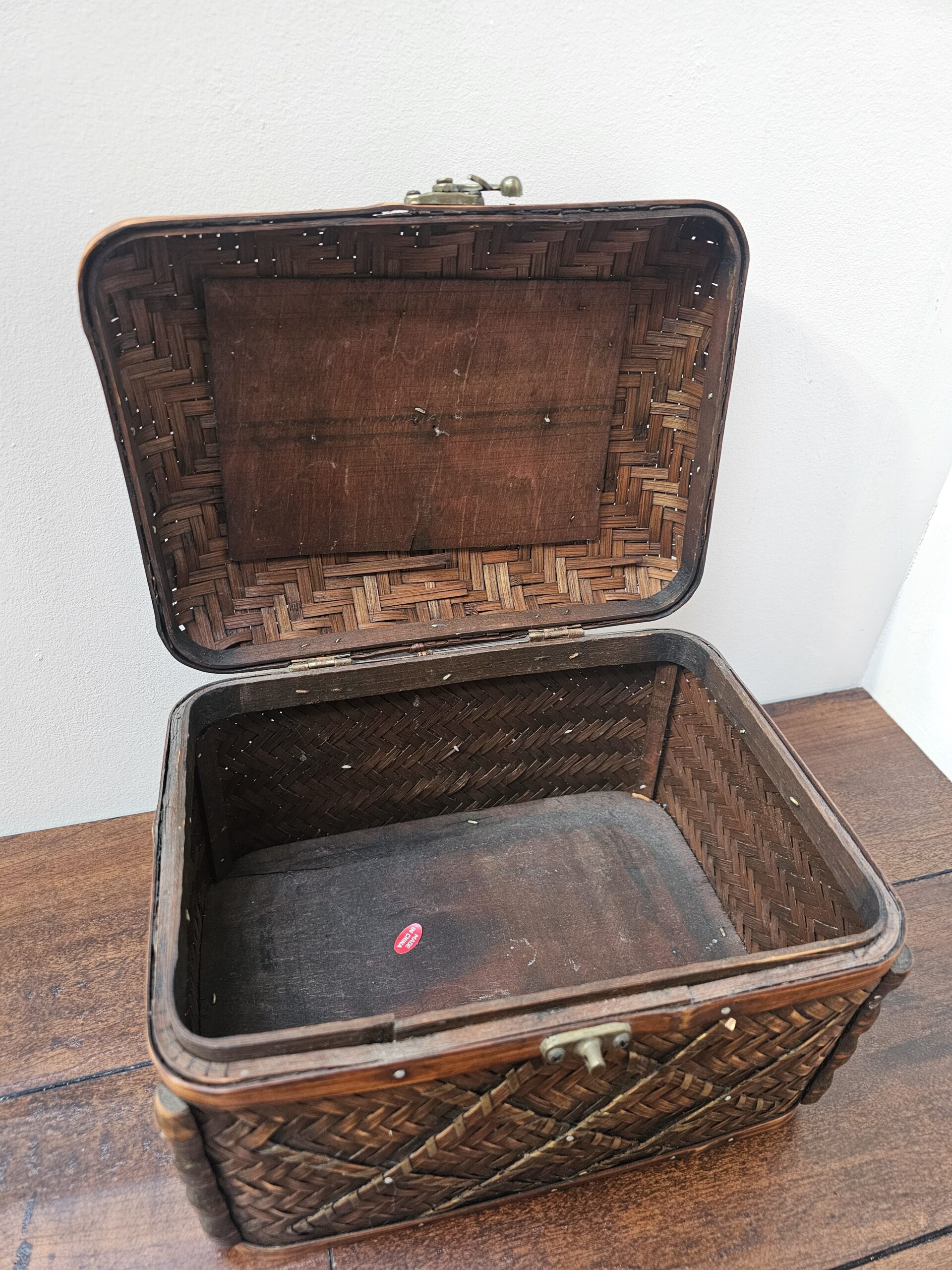 Vintage Woven Wood Storage Chest with Latch - product image 4