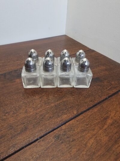 Vintage Glass Salt and Pepper Shaker Set with Metal Tops - product image 1