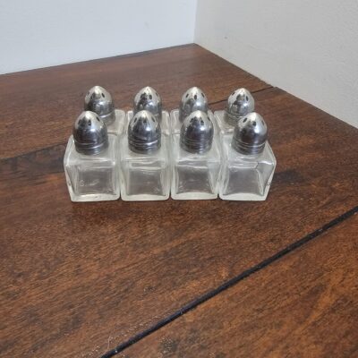 Vintage Glass Salt and Pepper Shaker Set with Metal Tops - product image 1