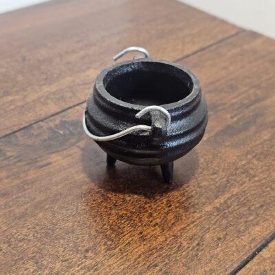 Miniature Cast Iron Cauldron with Handle and Tripod Legs - product image 1