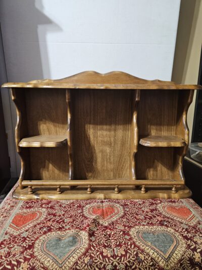 Vintage Wooden Wall Shelf with Hooks and Compartments - product image 1