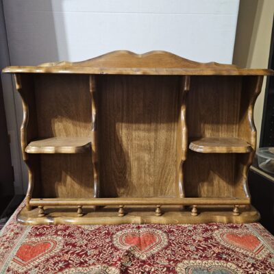 Vintage Wooden Wall Shelf with Hooks and Compartments - product image 1