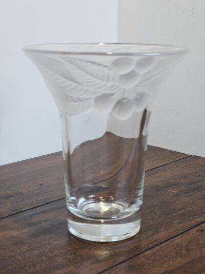 Mikasa Crystal Vase with Etched Leaf and Berry Design - product image 1