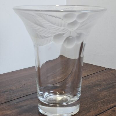 Mikasa Crystal Vase with Etched Leaf and Berry Design - product image 1