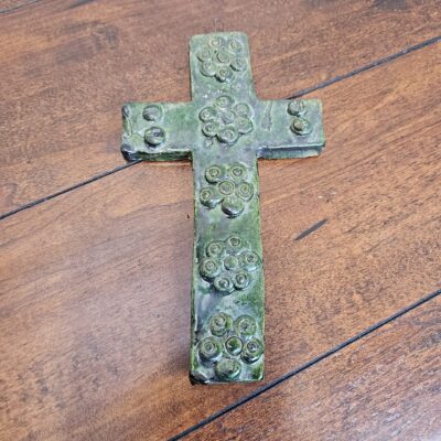 Handcrafted Ceramic Wall Cross with Floral Design - product image 1