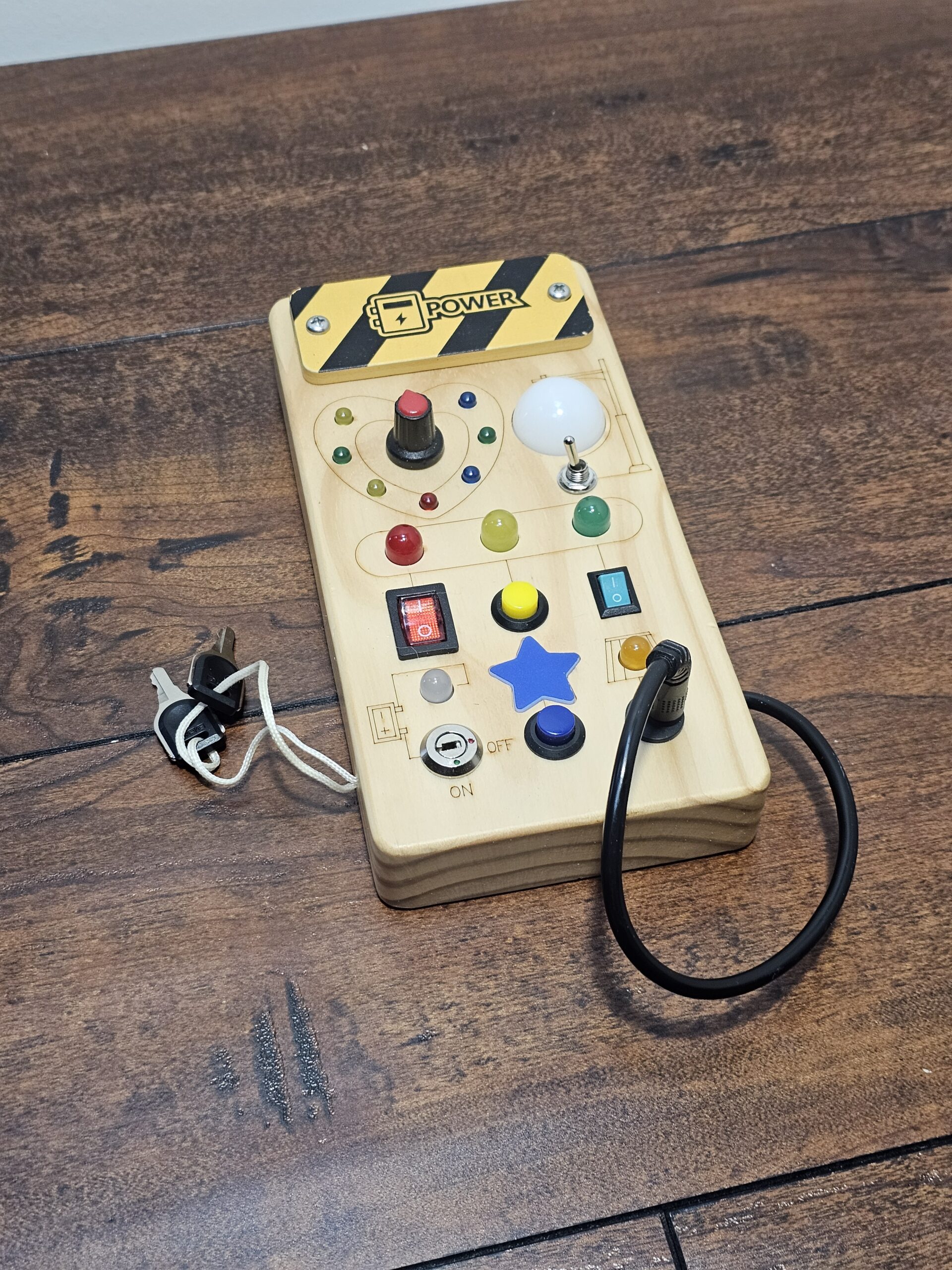 Wooden Busy Board Activity Panel with Lights and Switches - product image 2