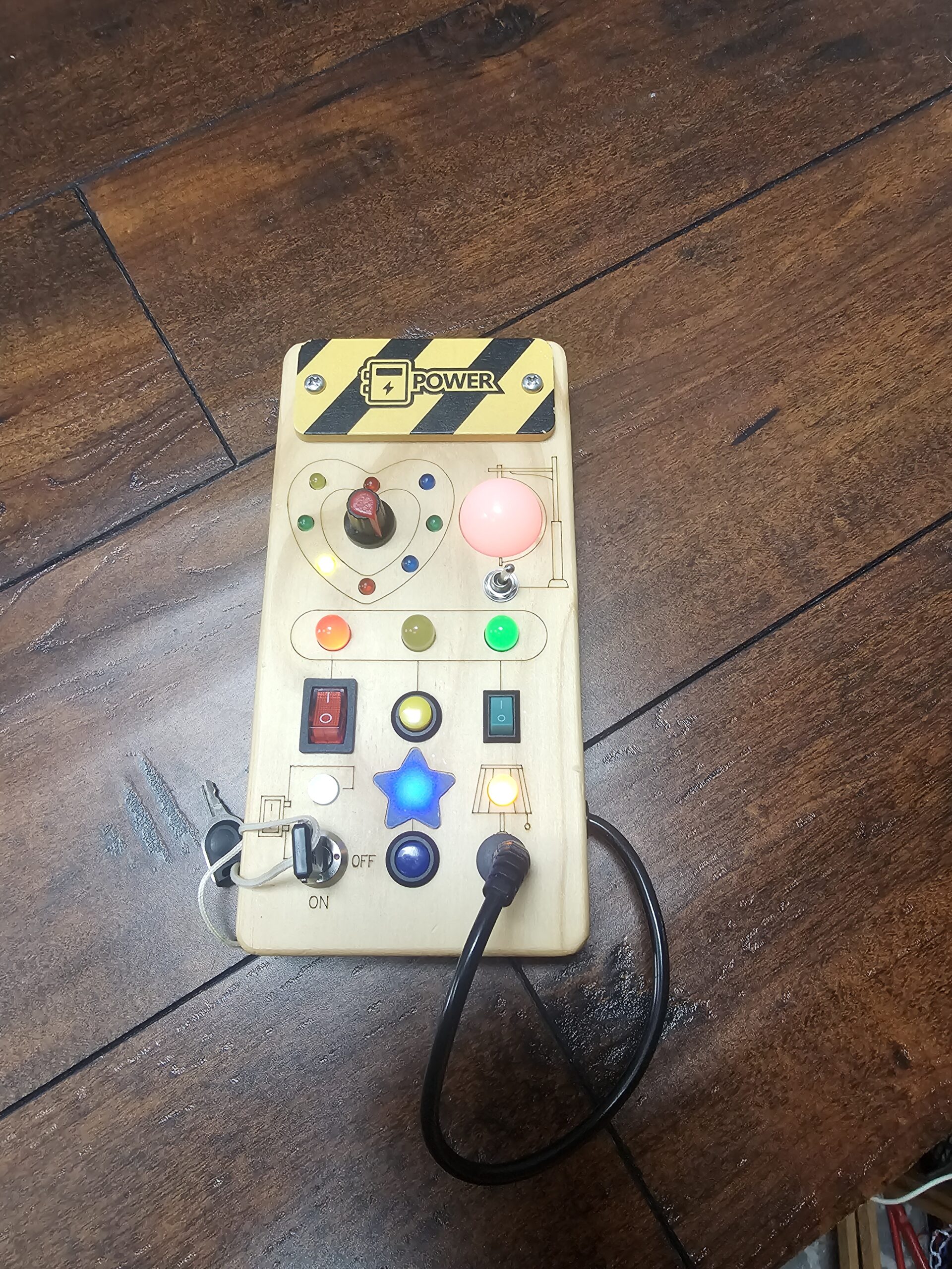 Wooden Busy Board Activity Panel with Lights and Switches - product image 3