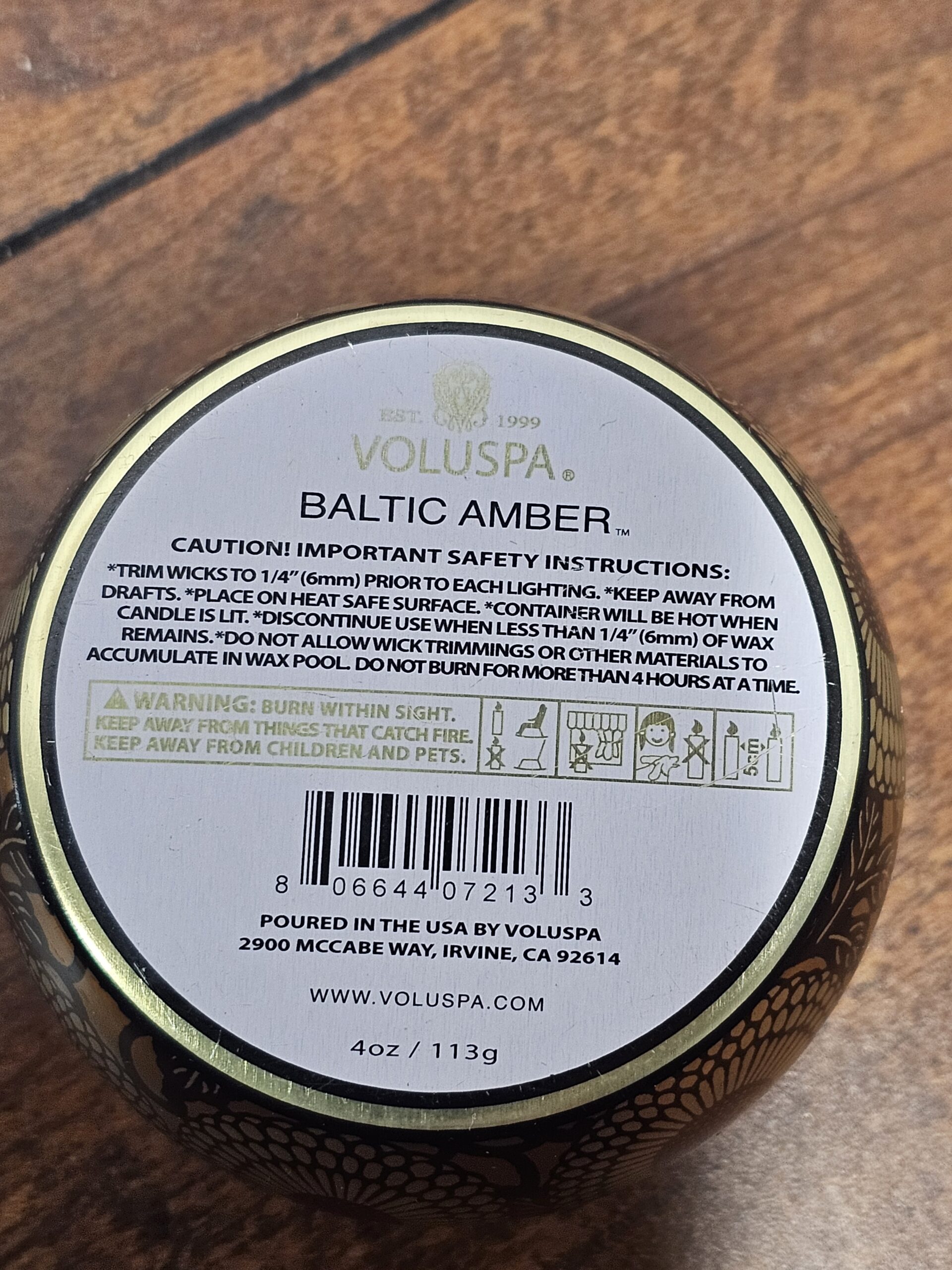 Voluspa Baltic Amber Coconut Wax Candle 4oz - product image 5