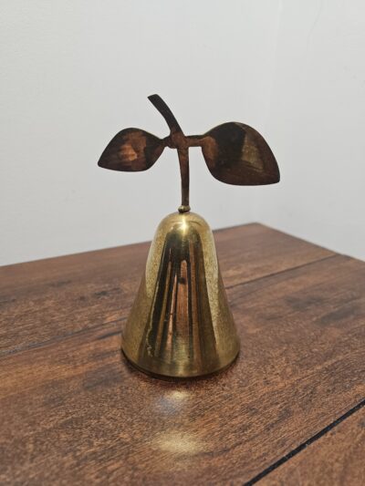 Vintage Brass Pear-Shaped Bell with Leaf Handle - product image 1