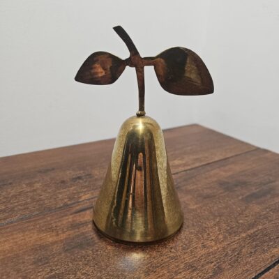 Vintage Brass Pear-Shaped Bell with Leaf Handle - product image 1
