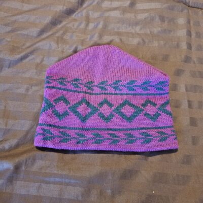 Handmade Knit Beanie Hat with Geometric Pattern - product image 1