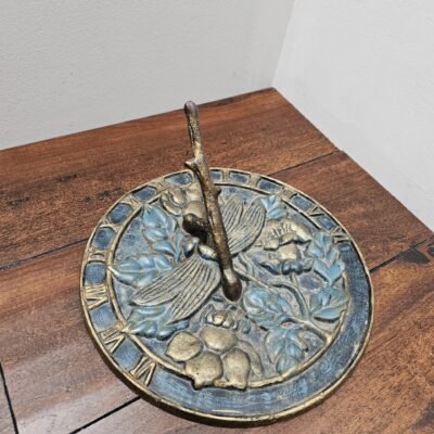 Vintage Metal Sundial with Bird and Floral Design - product image 1